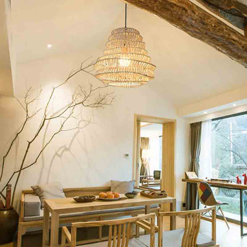 Handmade Wicker Rattan Shade Pendant Light By Artisan Living-3
