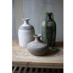Kalalou Black Grey And White Clay Vessels -  Set Of 3