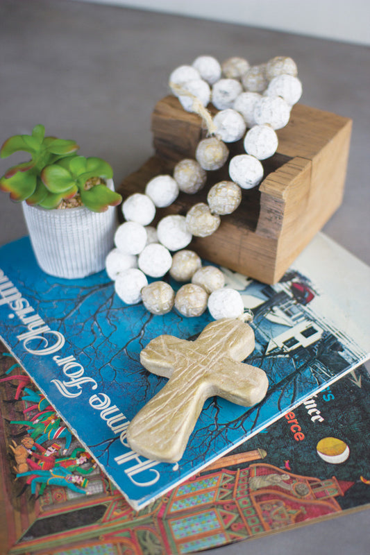 Clay Blessing Beads With Cross By Kalalou |  Decor | Modishstore | H3811