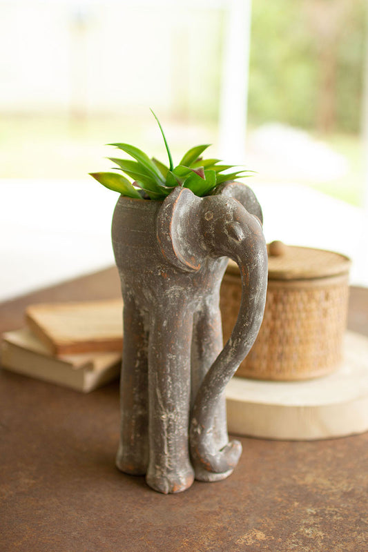 Tall Clay Elephant Planter Set Of 2 By Kalalou | Modishstore | Planters, Troughs & Cachepots