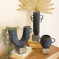 Black Modern Clay Vases On Rock Bases Set Of 3 By Kalalou-3