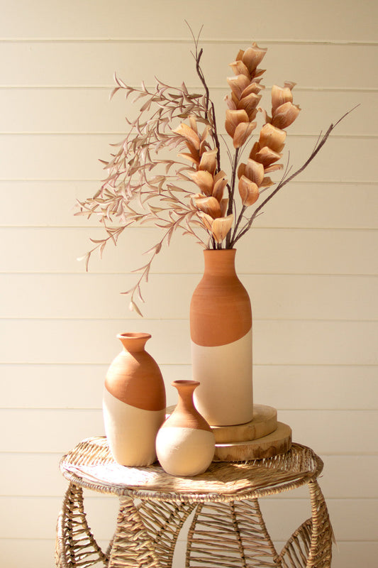 Ivory Dipped Clay Vases Set Of 3 By Kalalou | Vases |  Modishstore 