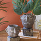 Clay Face Pots With Rock Base Set Of 2 By Kalalou | Planters, Troughs & Cachepots |  Modishstore  - 2