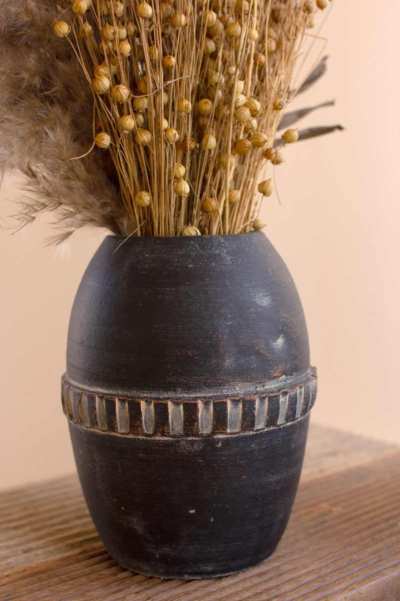 Set Of Five Modern Black Clay Vases | Vases |  Modishstore  - 3