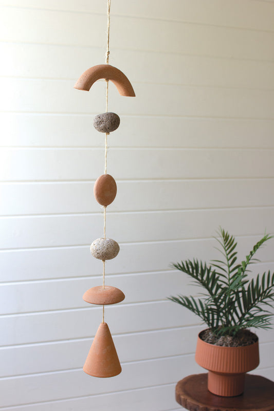 Clay And River Rock Chimes By Kalalou | Garland & Wreath | Modishstore