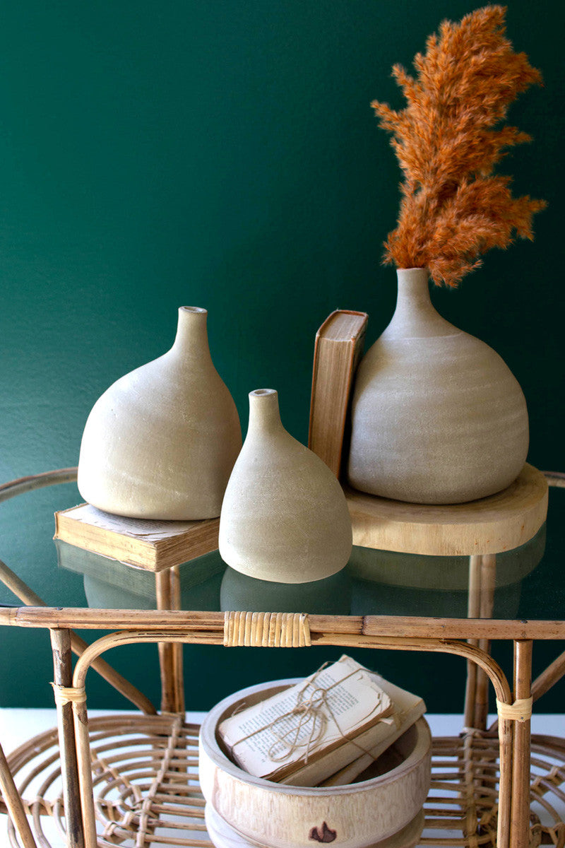Clay Teardrop Bud Vases Set Of 3 By Kalalou | Vases | Modishstore - 2
