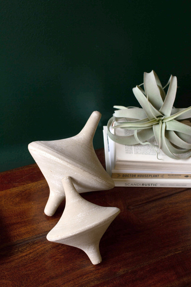 Grey-Wash Clay Tops Set Of 2 By Kalalou | Sculptures | Modishstore - 2