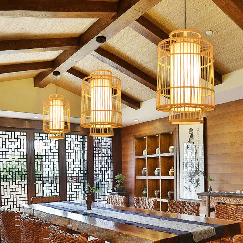 Handmade Bamboo Wicker Rattan Rod Pendant Light By Artisan Living-7
