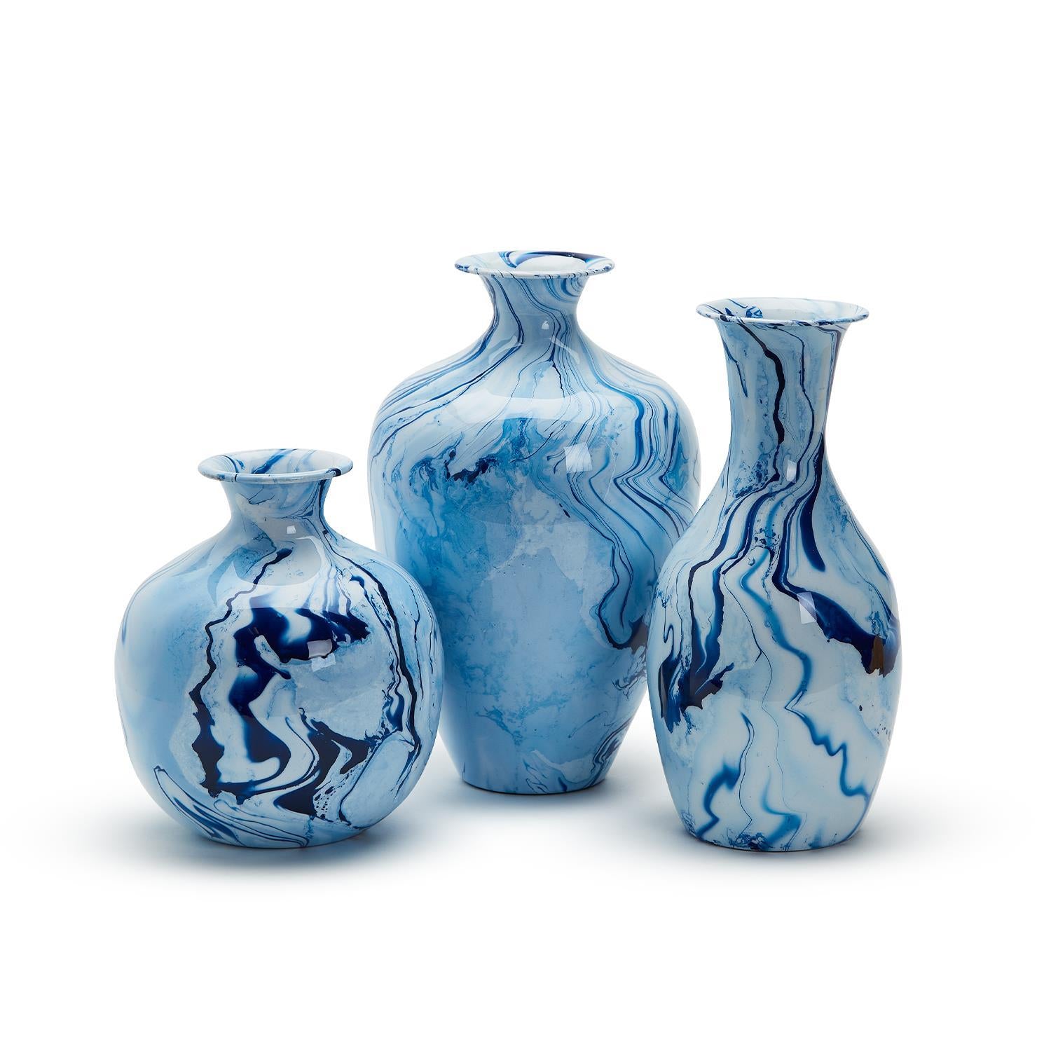 Enamel Vase Set Of 3 By Tozai Home | Vases | Modishstore -3