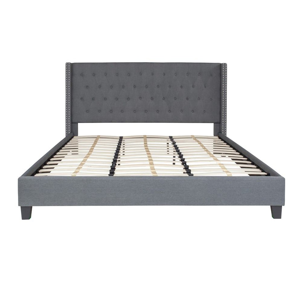 Flash Furniture Riverdale King Size Tufted Upholstered Platform Bed | Beds | Modishstore - 12