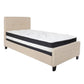 Flash Furniture Tribeca Twin Size Tufted Upholstered Platform Bed with Pocket Spring Mattress | Beds | Modishstore-2
