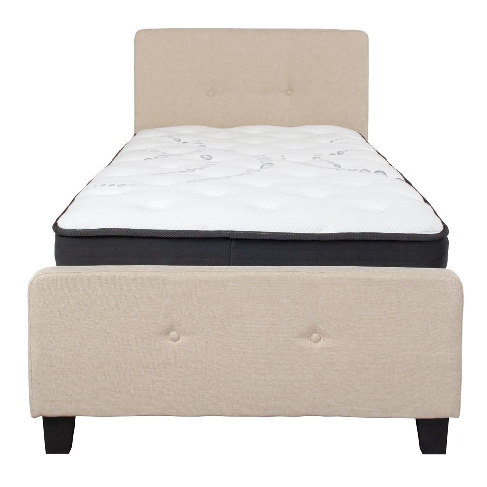 Flash Furniture Tribeca Twin Size Tufted Upholstered Platform Bed with Pocket Spring Mattress | Beds | Modishstore-4