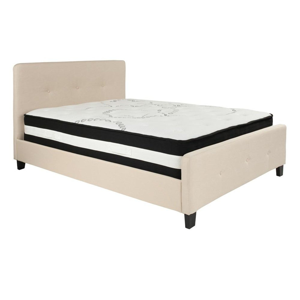 Flash Furniture Tribeca Full Size Tufted Upholstered Platform Bed with Pocket Spring Mattress | Beds | Modishstore - 2