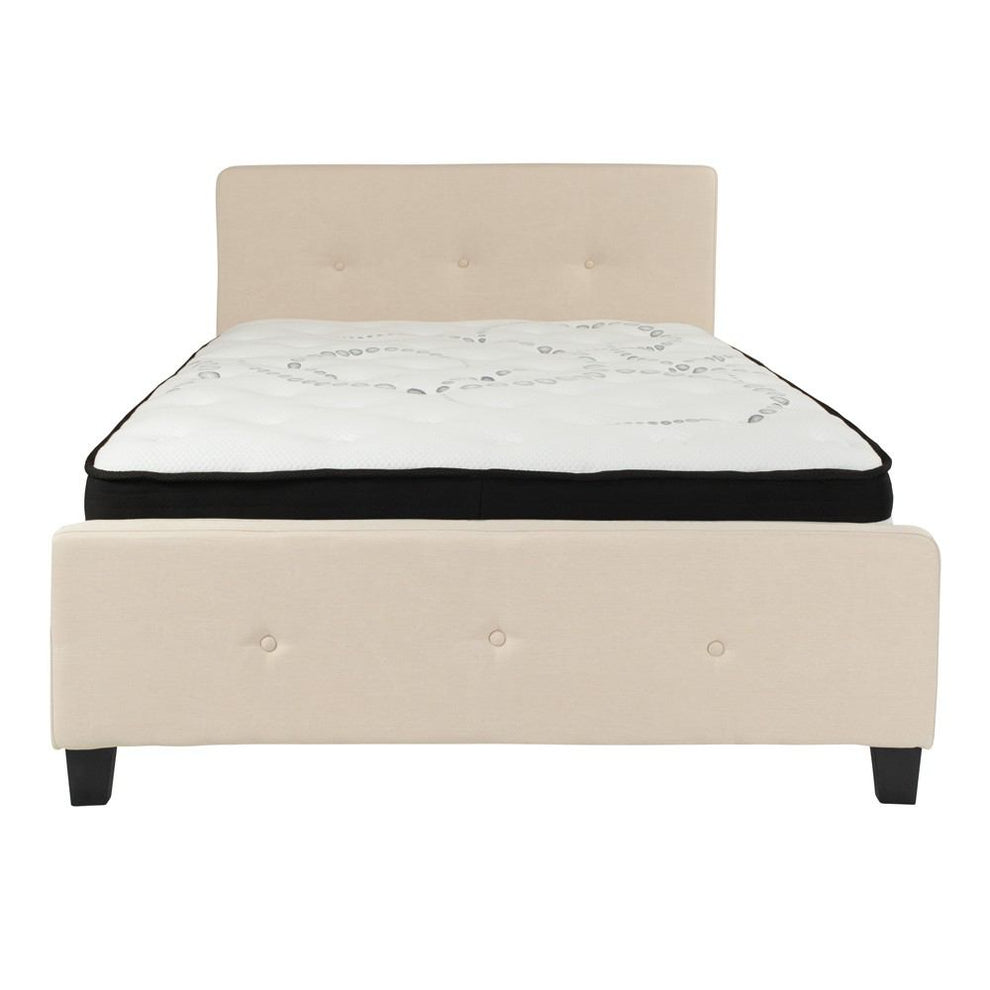 Flash Furniture Tribeca Full Size Tufted Upholstered Platform Bed with Pocket Spring Mattress | Beds | Modishstore - 4