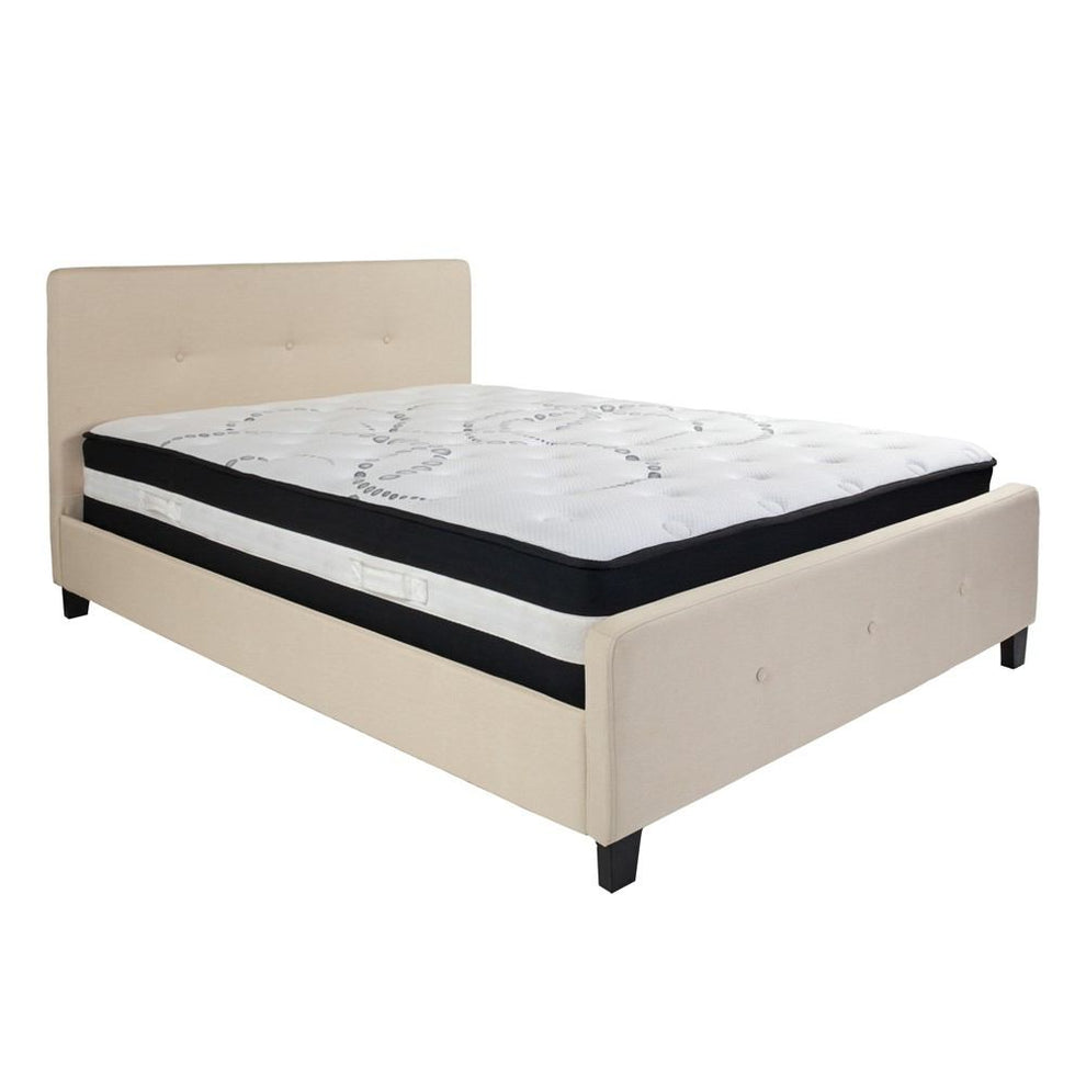 Flash Furniture Tribeca Queen Size Tufted Upholstered Platform Bed with Pocket Spring Mattress | Beds | Modishstore - 2