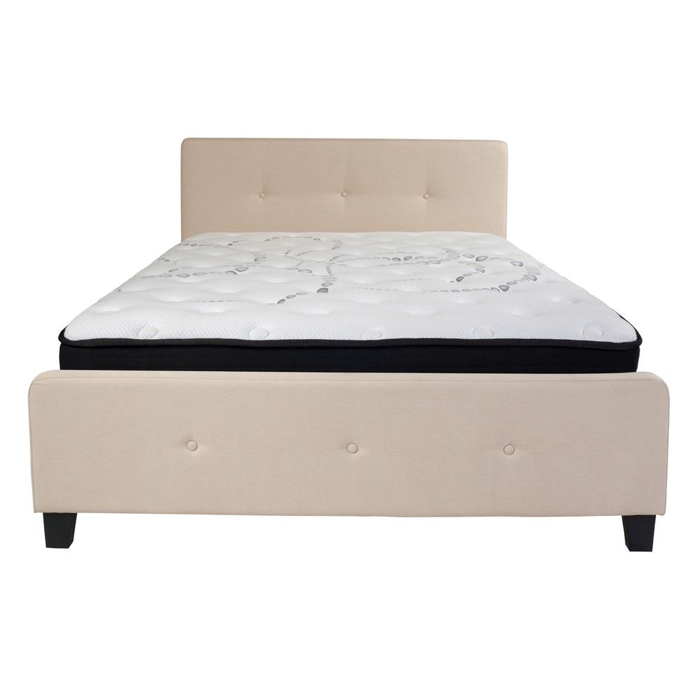 Flash Furniture Tribeca Queen Size Tufted Upholstered Platform Bed with Pocket Spring Mattress | Beds | Modishstore-4