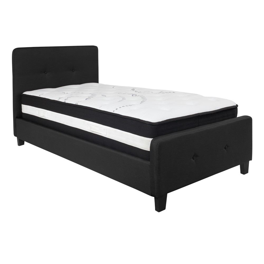 Flash Furniture Tribeca Twin Size Tufted Upholstered Platform Bed with Pocket Spring Mattress | Beds | Modishstore-7