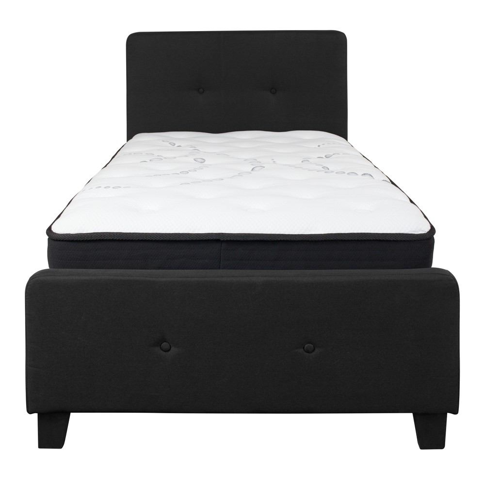 Flash Furniture Tribeca Twin Size Tufted Upholstered Platform Bed with Pocket Spring Mattress | Beds | Modishstore-8