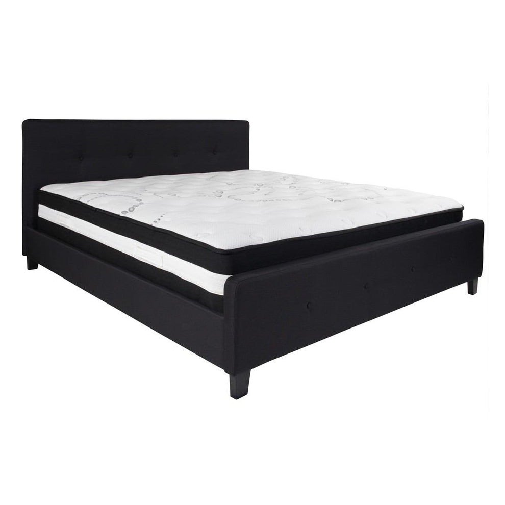 Flash Furniture Tribeca King Size Tufted Upholstered Platform Bed with Pocket Spring Mattress | Beds | Modishstore - 7
