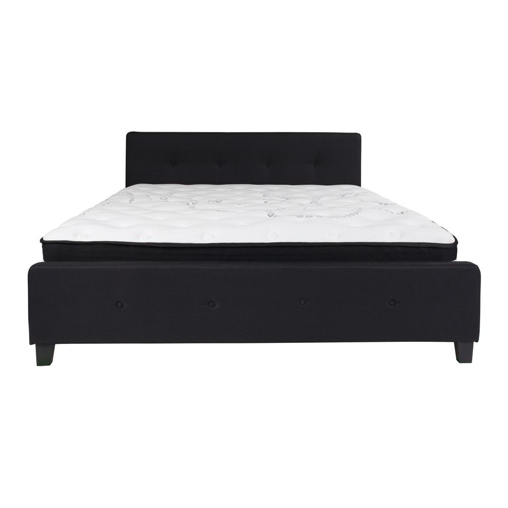 Flash Furniture Tribeca King Size Tufted Upholstered Platform Bed with Pocket Spring Mattress | Beds | Modishstore-8