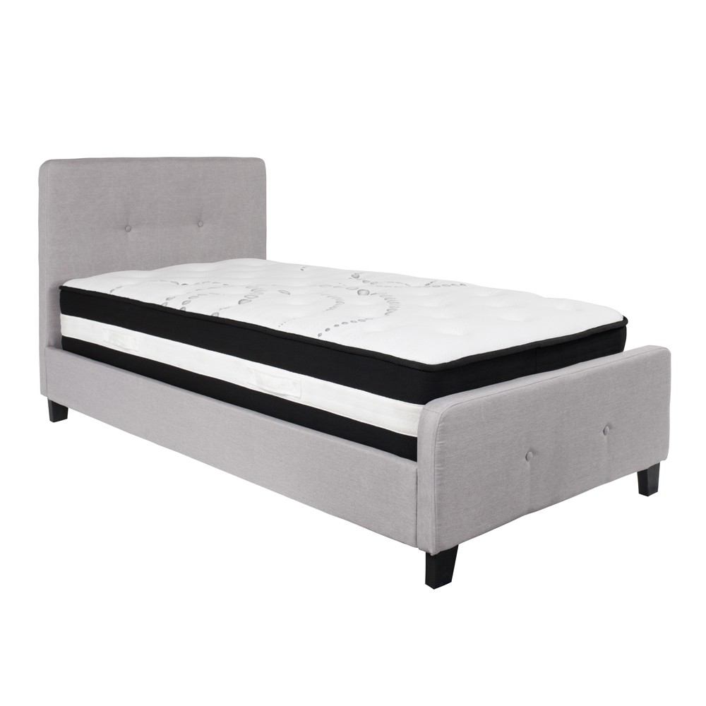 Flash Furniture Tribeca Twin Size Tufted Upholstered Platform Bed with Pocket Spring Mattress | Beds | Modishstore-9