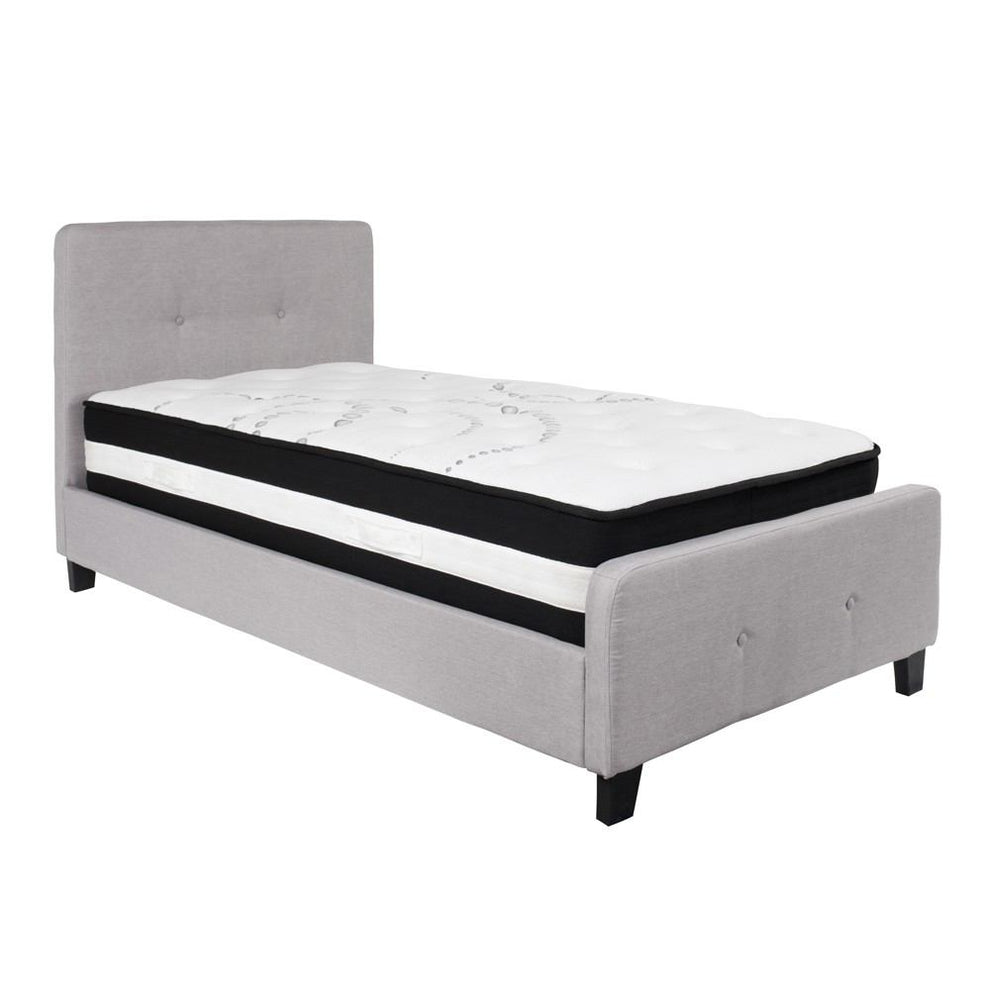 Flash Furniture Tribeca Twin Size Tufted Upholstered Platform Bed with Pocket Spring Mattress | Beds | Modishstore - 9