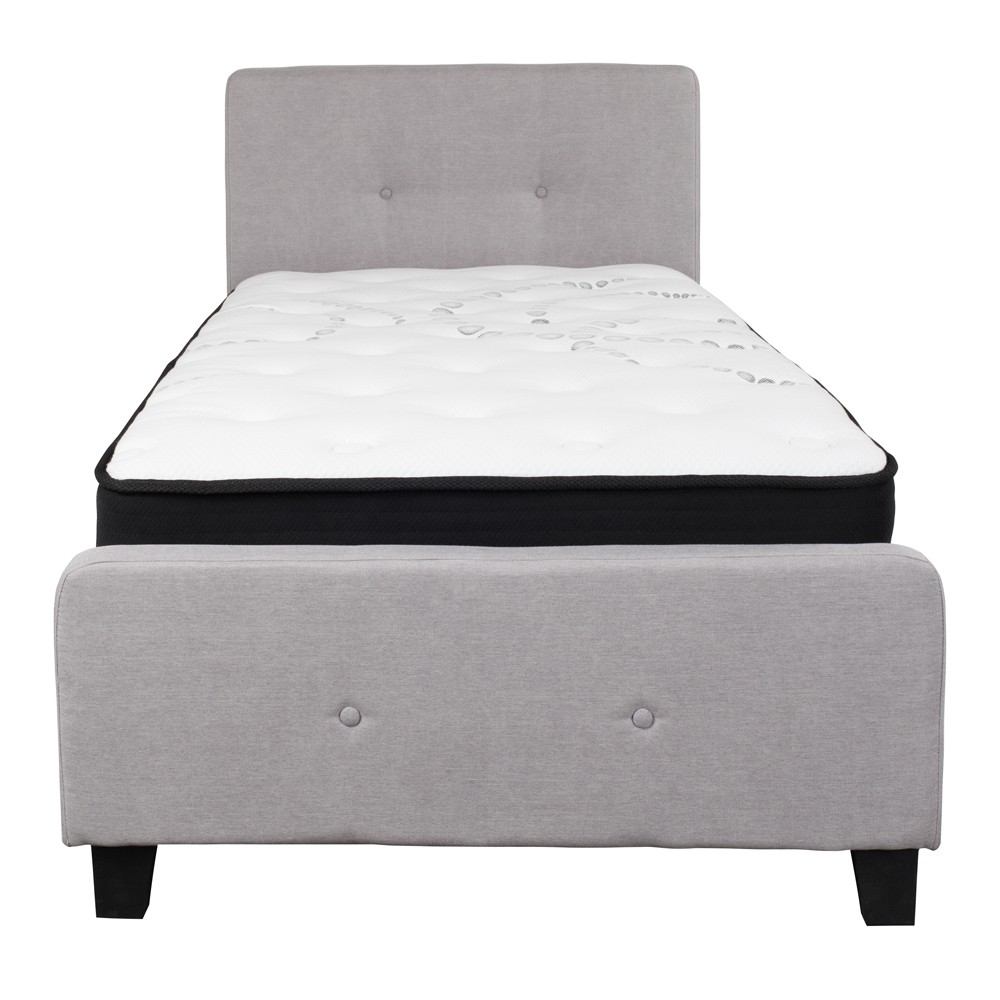 Flash Furniture Tribeca Twin Size Tufted Upholstered Platform Bed with Pocket Spring Mattress | Beds | Modishstore-10