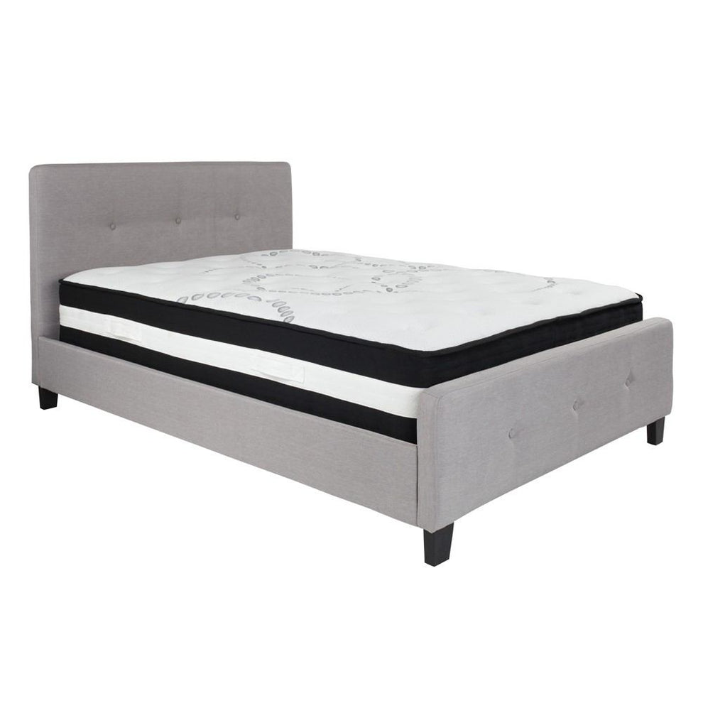 Flash Furniture Tribeca Full Size Tufted Upholstered Platform Bed with Pocket Spring Mattress | Beds | Modishstore - 9