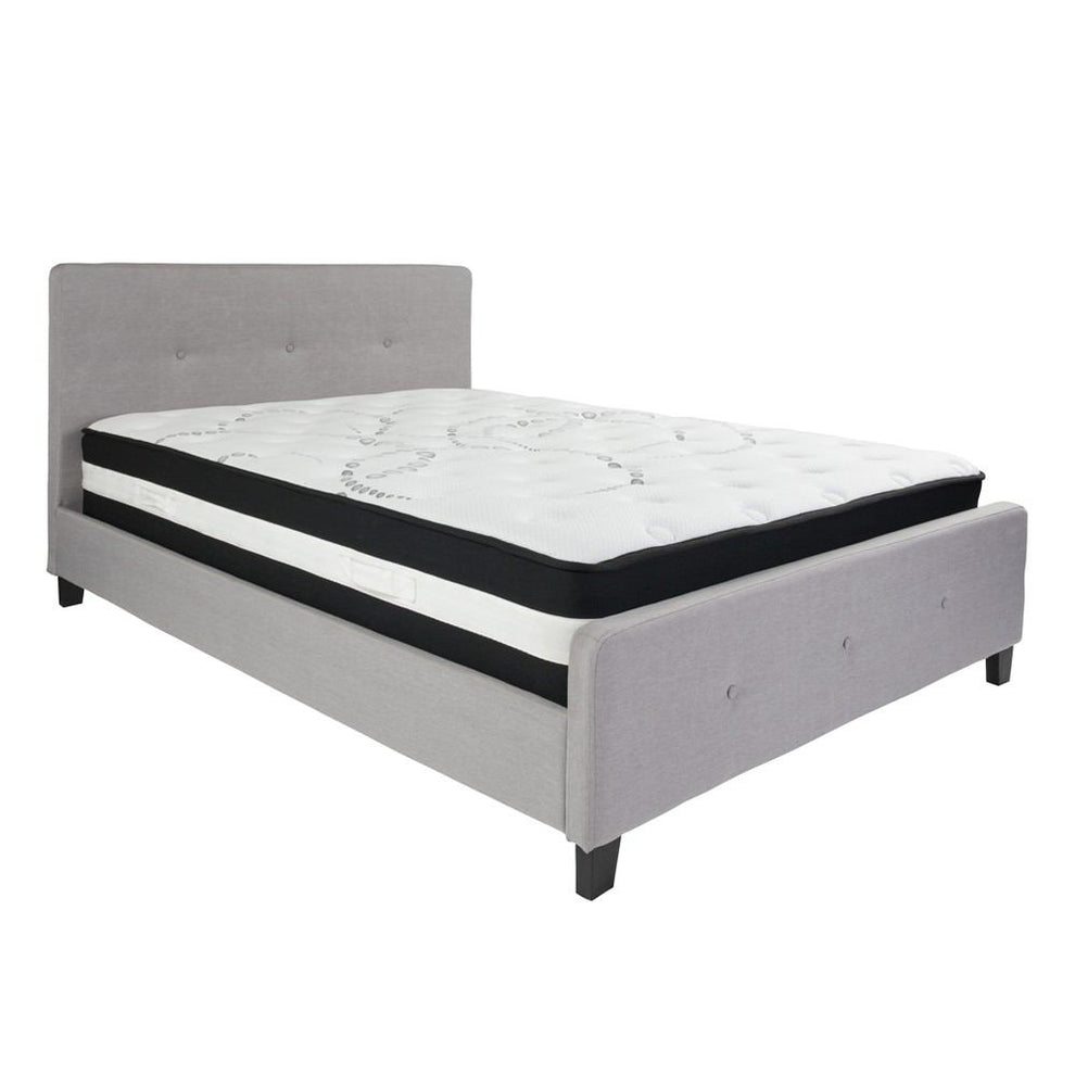 Flash Furniture Tribeca Queen Size Tufted Upholstered Platform Bed with Pocket Spring Mattress | Beds | Modishstore - 9