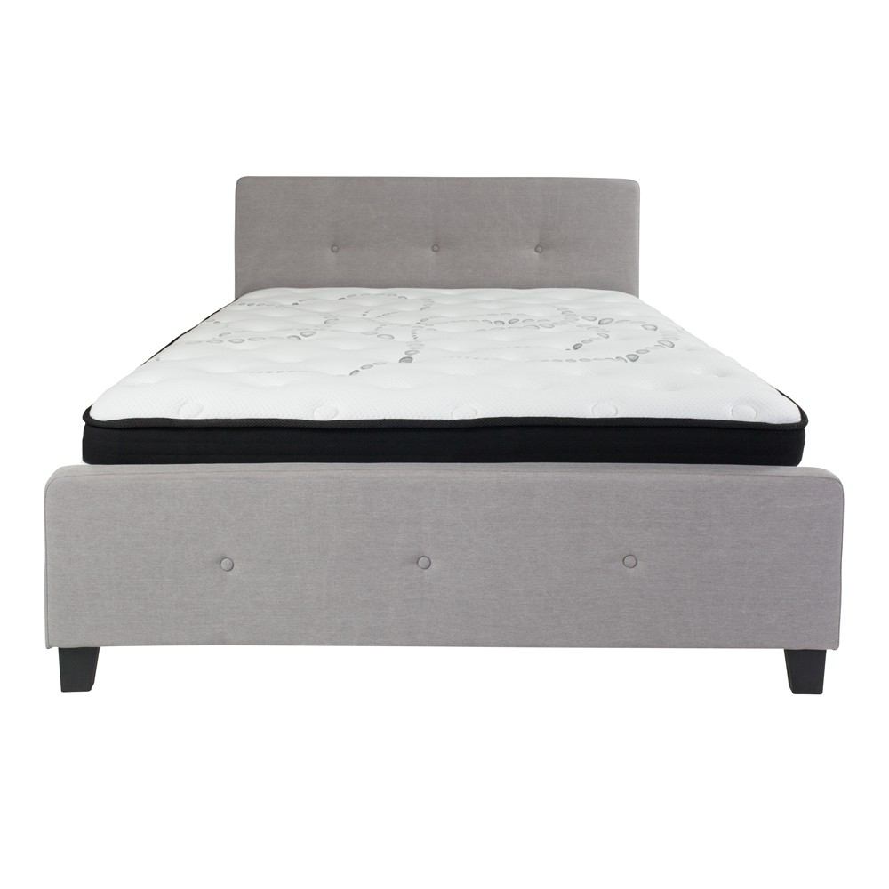 Flash Furniture Tribeca Queen Size Tufted Upholstered Platform Bed with Pocket Spring Mattress | Beds | Modishstore-10
