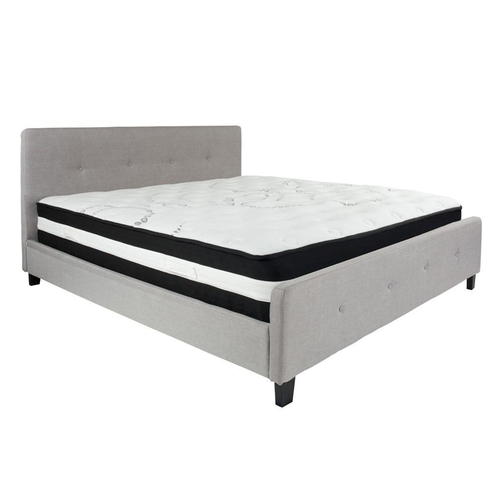 Flash Furniture Tribeca King Size Tufted Upholstered Platform Bed with Pocket Spring Mattress | Beds | Modishstore - 9