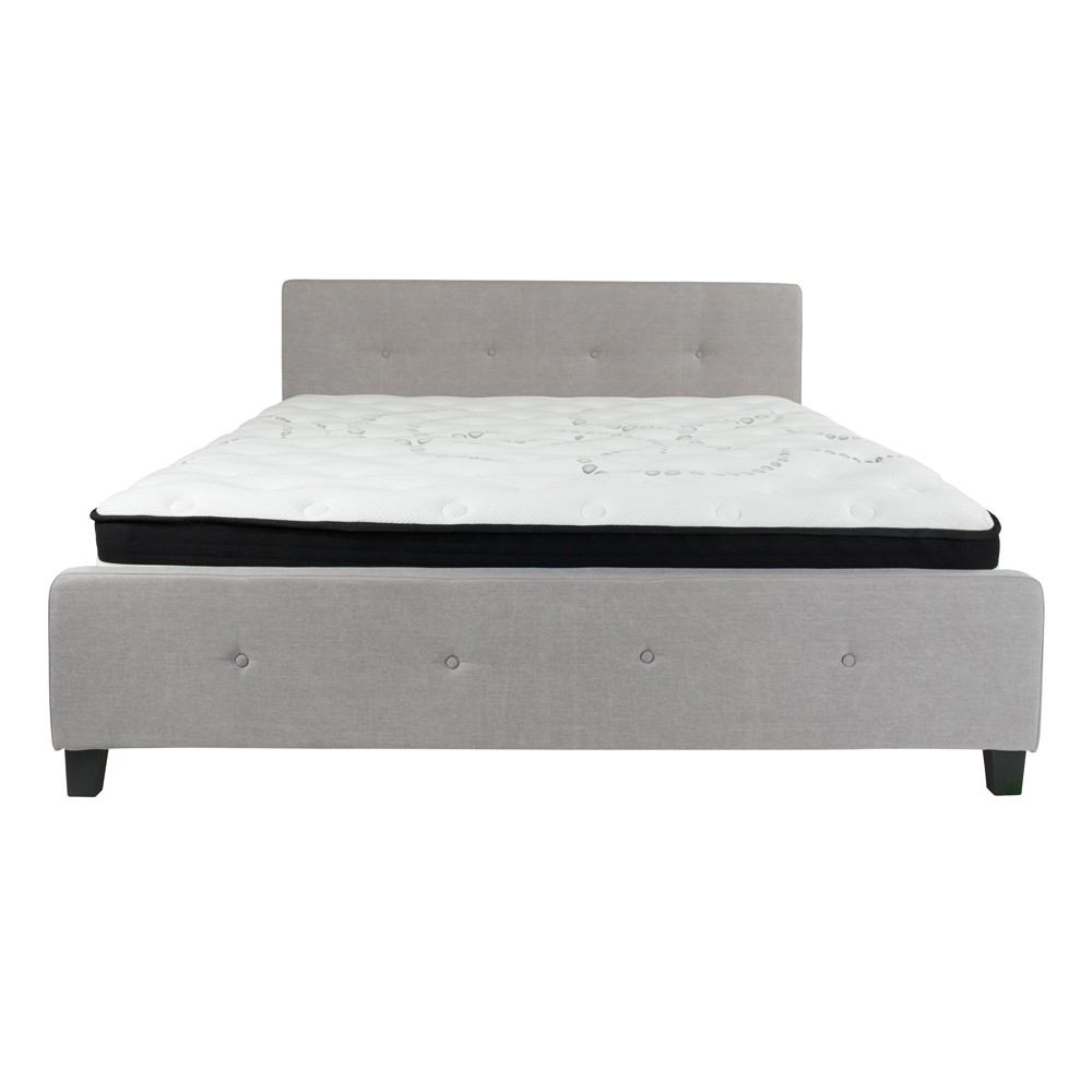 Flash Furniture Tribeca King Size Tufted Upholstered Platform Bed with Pocket Spring Mattress | Beds | Modishstore-10