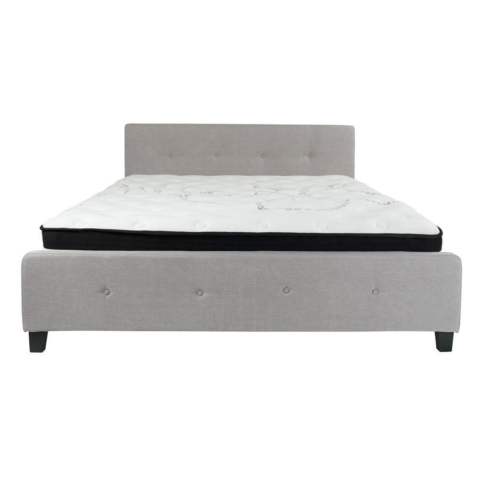 Flash Furniture Tribeca King Size Tufted Upholstered Platform Bed with Pocket Spring Mattress | Beds | Modishstore - 10
