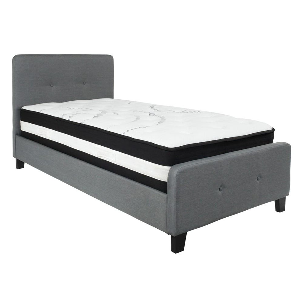 Flash Furniture Tribeca Twin Size Tufted Upholstered Platform Bed with Pocket Spring Mattress | Beds | Modishstore - 11
