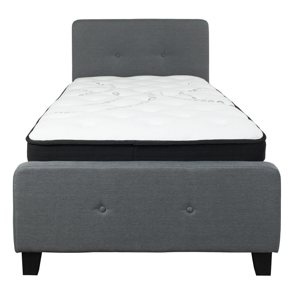 Flash Furniture Tribeca Twin Size Tufted Upholstered Platform Bed with Pocket Spring Mattress | Beds | Modishstore-12
