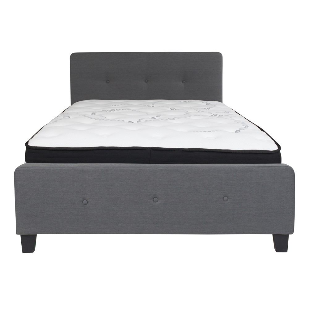 Flash Furniture Tribeca Full Size Tufted Upholstered Platform Bed with Pocket Spring Mattress | Beds | Modishstore-12