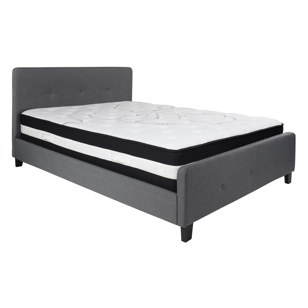 Flash Furniture Tribeca Queen Size Tufted Upholstered Platform Bed with Pocket Spring Mattress | Beds | Modishstore-11