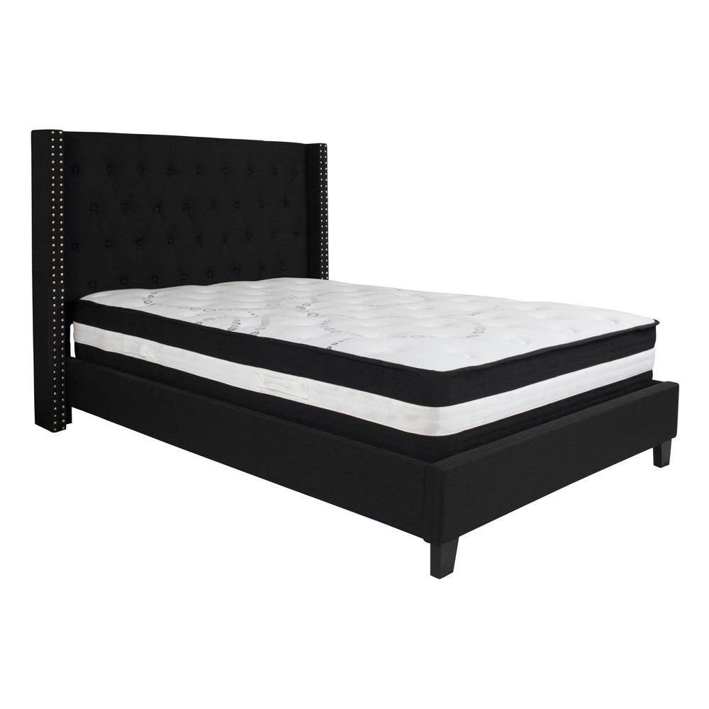 Flash Furniture Riverdale Full Size Tufted Upholstered Platform Bed with Pocket Spring Mattress | Beds | Modishstore - 7