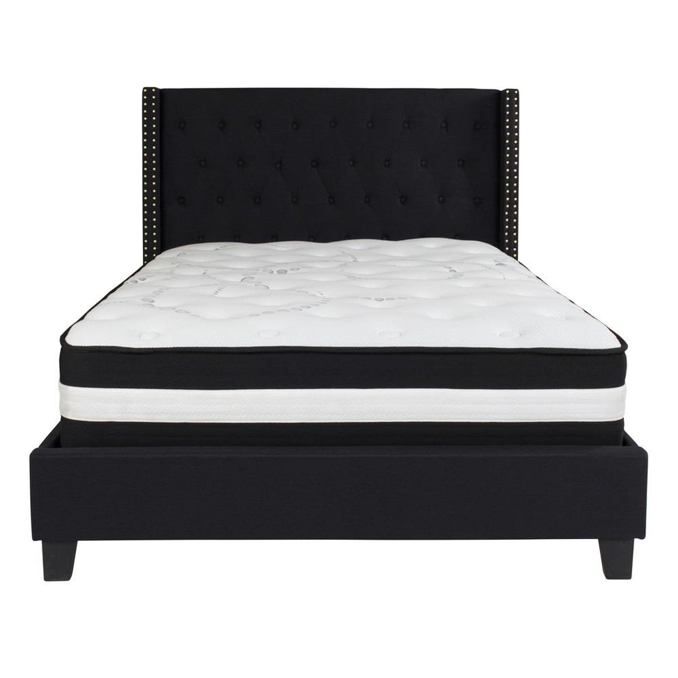 Flash Furniture Riverdale Full Size Tufted Upholstered Platform Bed with Pocket Spring Mattress | Beds | Modishstore - 8