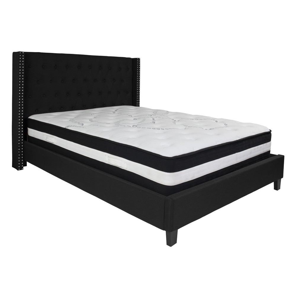 Flash Furniture Riverdale Queen Size Tufted Upholstered Platform Bed with Pocket Spring Mattress | Beds | Modishstore-7