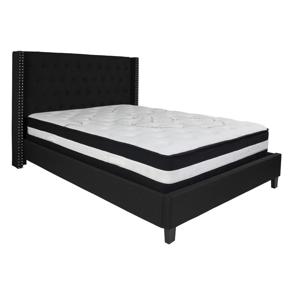 Flash Furniture Riverdale Queen Size Tufted Upholstered Platform Bed with Pocket Spring Mattress | Beds | Modishstore - 7