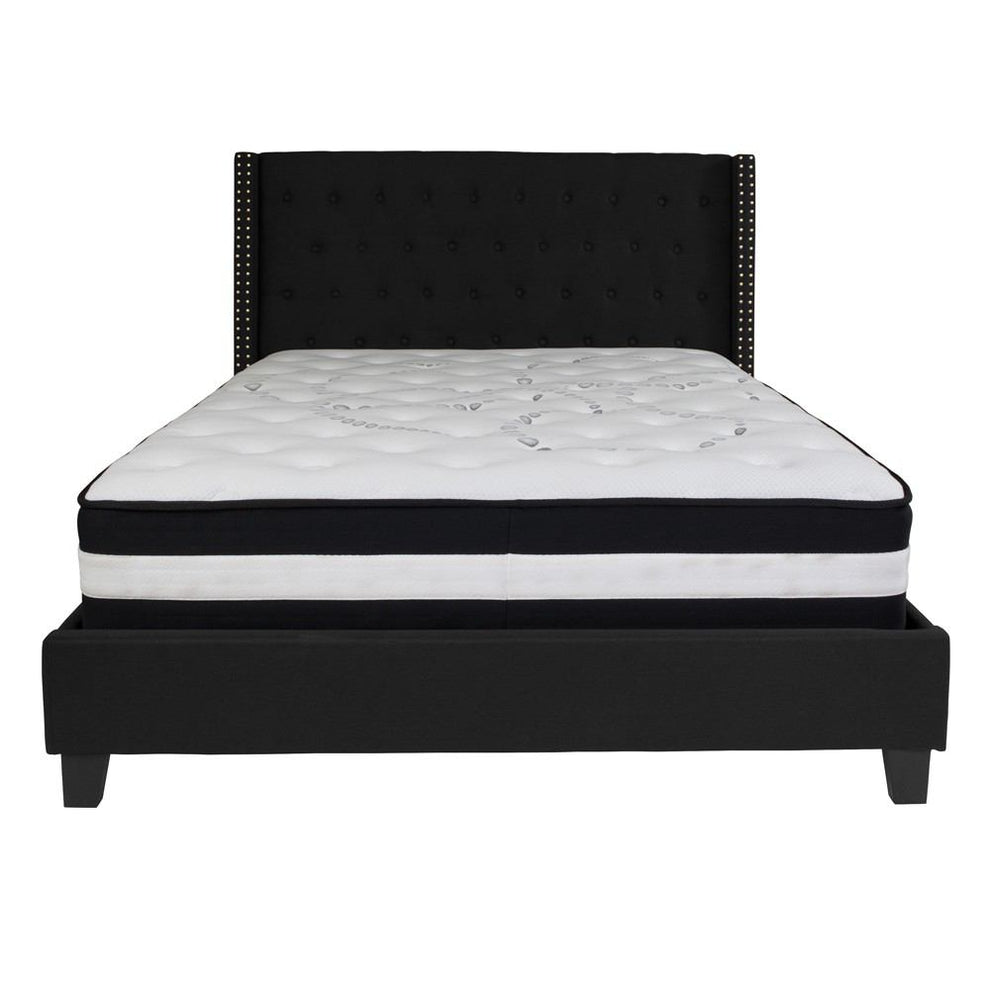 Flash Furniture Riverdale Queen Size Tufted Upholstered Platform Bed with Pocket Spring Mattress | Beds | Modishstore - 8
