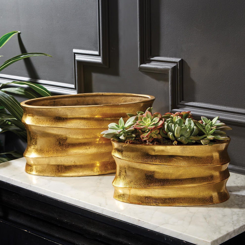 Gold Planter Set Of 4 By Tozai Home | Planters, Troughs & Cachepots | Modishstore - 2