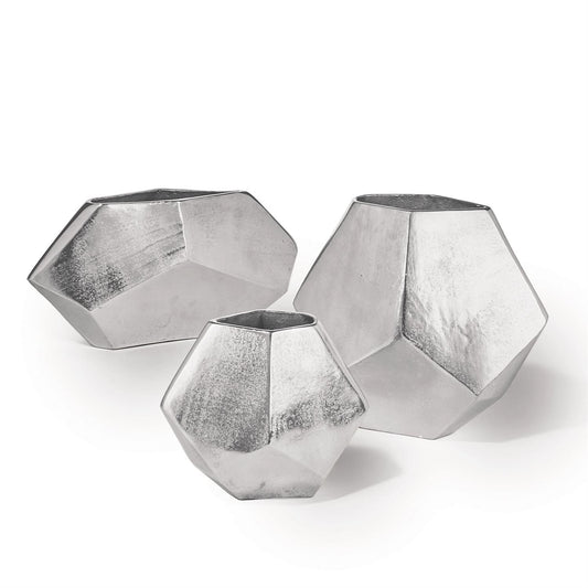 Silver Diamond Shaped Vases Set Of 3 By Tozai Home | Vases | Modishstore