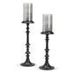 Black Candhleholder w/Smoke Glass Cup Incl 2 Sizes Set Of 2 By Two's Company | Candle Holders | Modishstore - 3