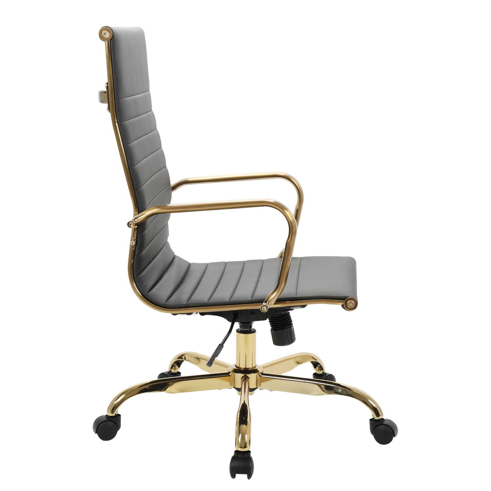 LeisureMod Harris High-Back Faux Leather Office Chair With Gold Frame | Office Chairs | Modishstore - 3