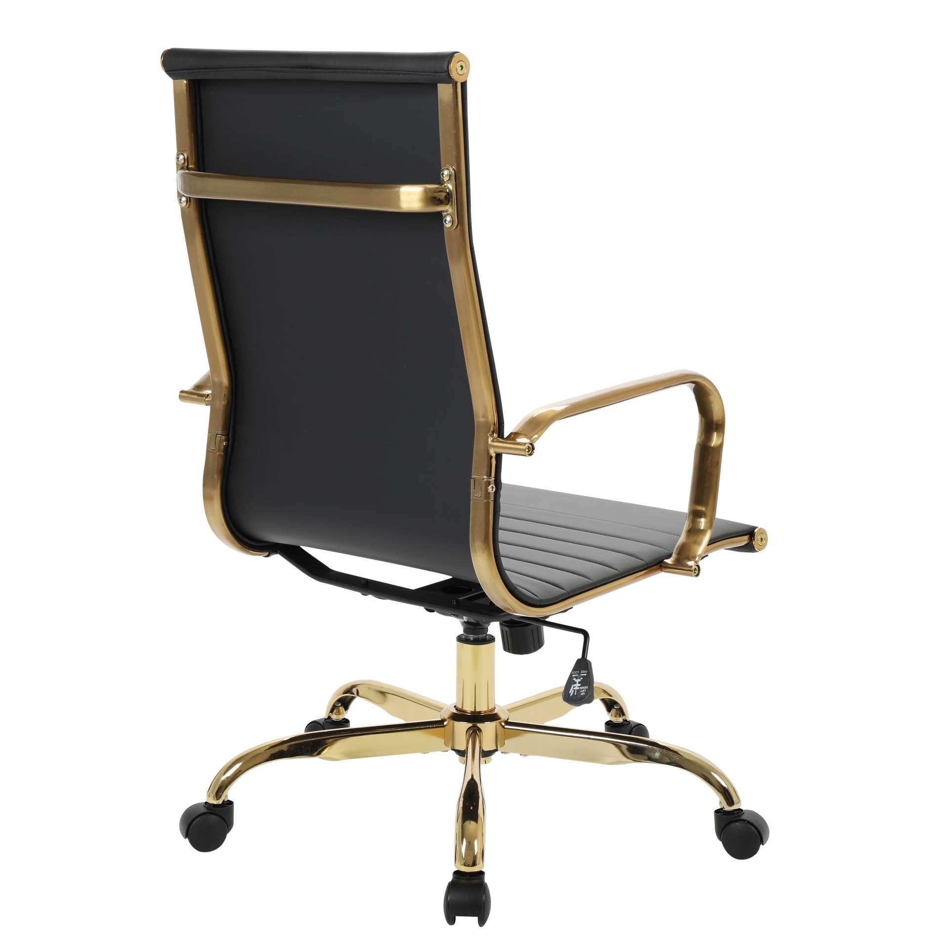 LeisureMod Harris High-Back Faux Leather Office Chair With Gold Frame | Office Chairs | Modishstore - 4