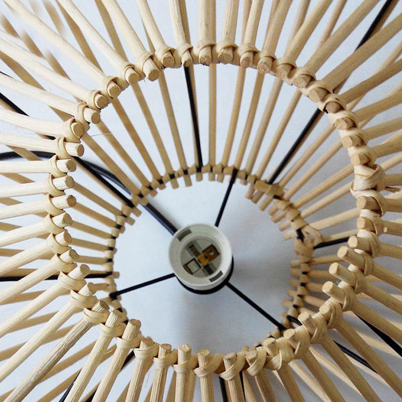 Wicker Rattan Hedgehog Lampshade Pendant Light By Artisan Living-2