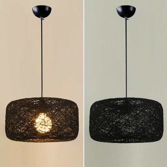 Round Wicker Rattan Shade Nest Pendant Light By Artisan Living | ModishStore | Pendant Lamps