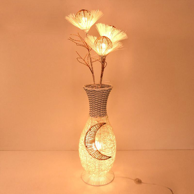 Wicker Rattan Ikebana Lampshade Floor Lamp By Artisan Living-5